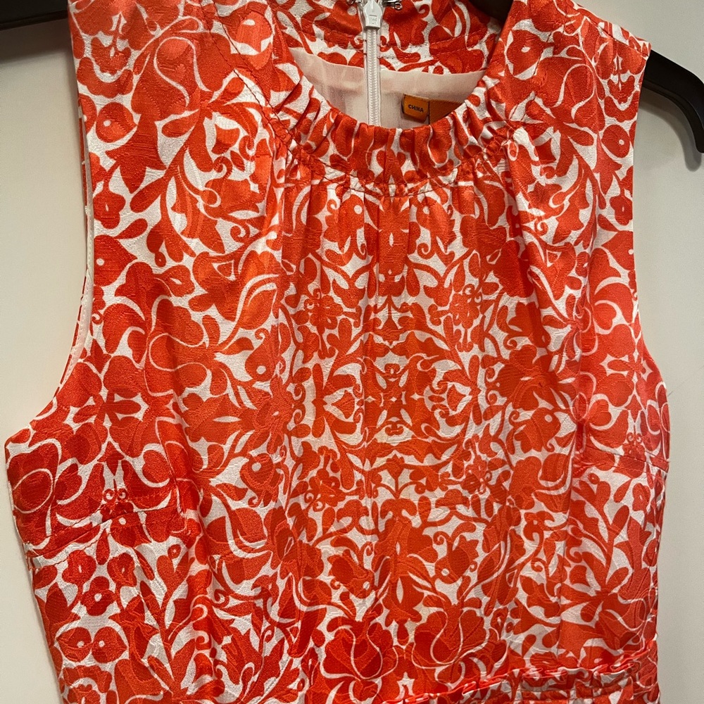Tory Burch silk/cotton dress in beautiful orange/white floral design.